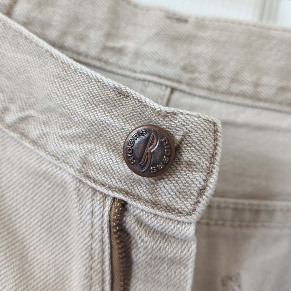 Riders 90's Vintage Classic High Waisted Relaxed Fit Denim Jean Shorts Beige 34 - Picture 5 of 13